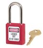Padlock, Red, Keyed Different, 1 1/2 Inch Shackle - Latex, Supported